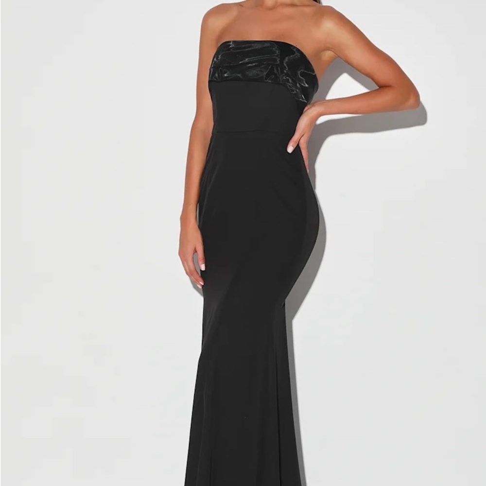 Brilliantly Bold Black Strapless Mermaid Maxi Dress